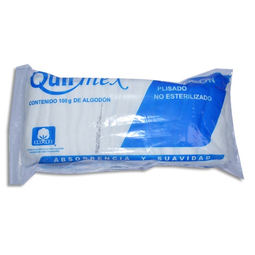 [7503003406334] ALGODON ABSORBENTE PLISADO QUIRMEX Bolsa 100 g