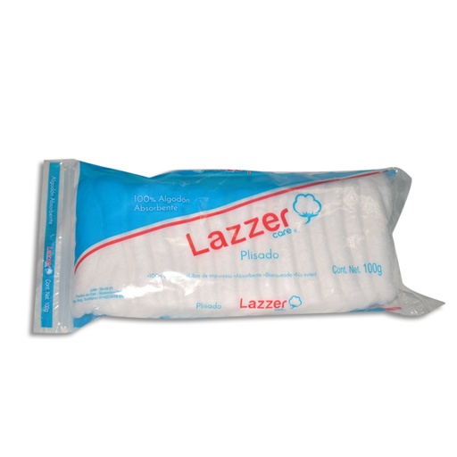 [7503013836008] ALGODON ABSORBENTE PLISADO LAZZER Bolsa 100 gr