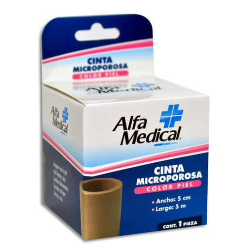 [7502275700997] CINTA MICROPOROSA PIEL ALFA MEDICAL 5CMX5M Pieza c/1