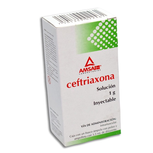 [7501349022461] CEFTRIAXONA 1GR IM AMSA Solucion Inyectable c/1